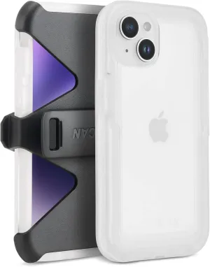 Pelican Voyager Series - iPhone 16E/14/13 6.1" [Wireless Charging Compatible] [Anti-Yellow] Rugged, Heavy Duty Phone Case w/Belt Clip Holster Kickstand [18ft MIL-Grade Drop Protection] - Clear