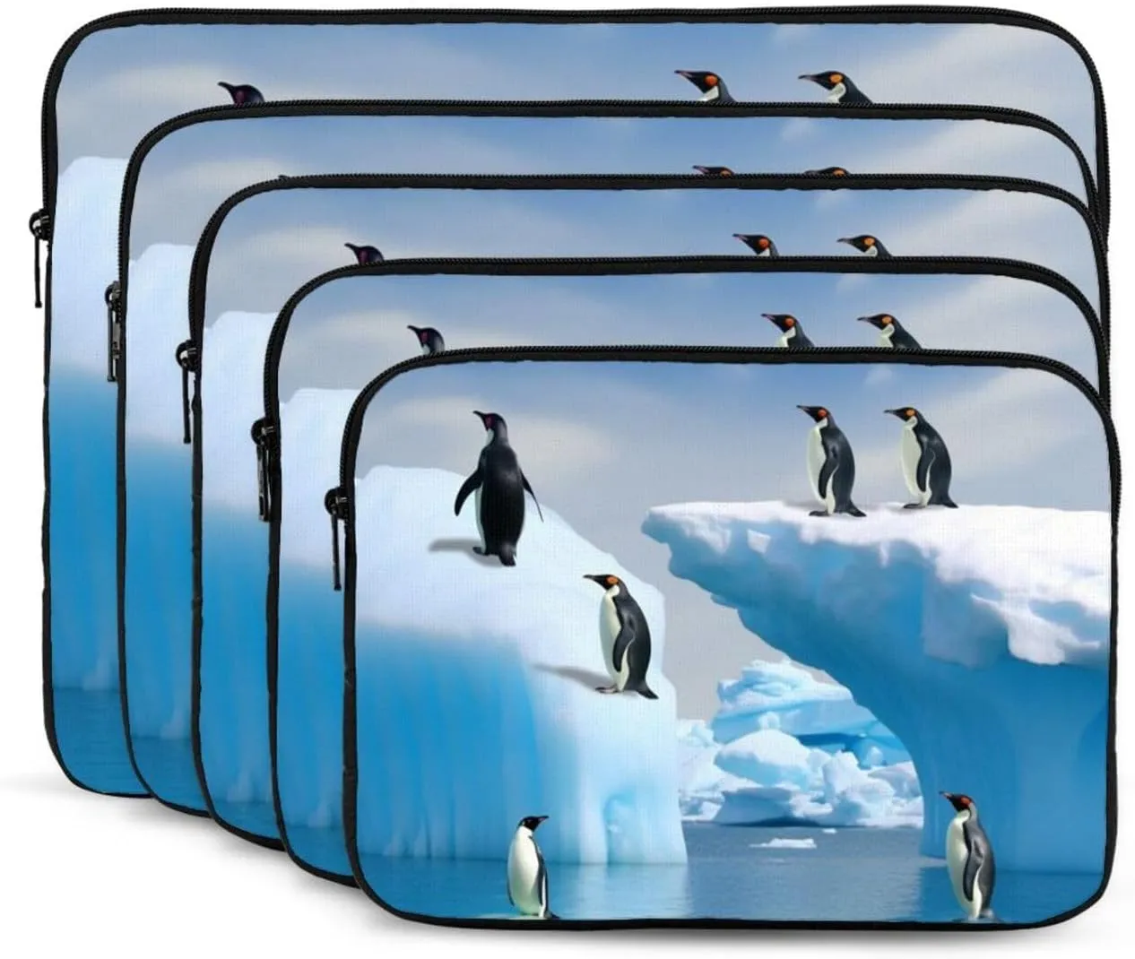 Penguins On The Iceberg Laptop Case 13 inch, Shockproof Protective Computer Sleeve Cover Water Resistant Laptop Bag Carrying Tablet Cover Briefcase Handbags Gifts for Men Women