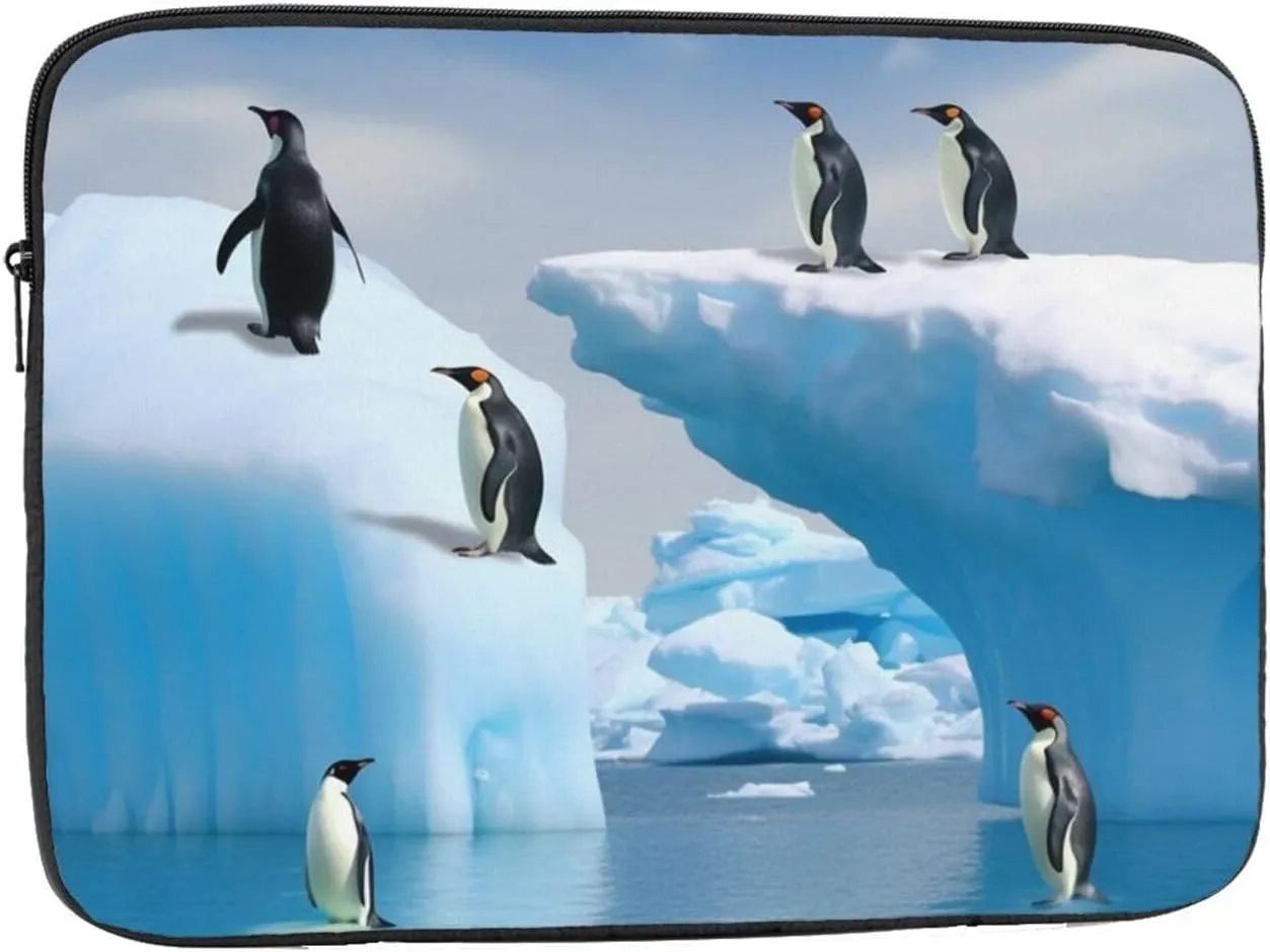 Penguins On The Iceberg Laptop Case 13 inch, Shockproof Protective Computer Sleeve Cover Water Resistant Laptop Bag Carrying Tablet Cover Briefcase Handbags Gifts for Men Women
