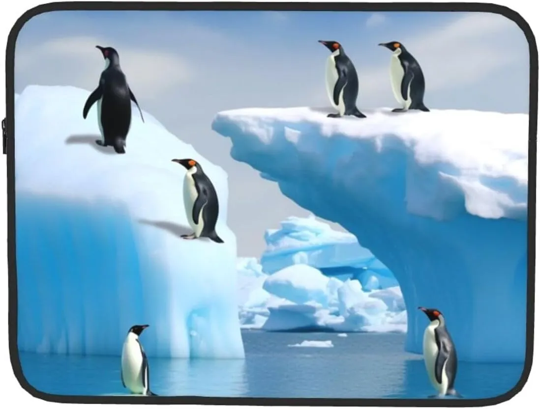 Penguins On The Iceberg Laptop Case 13 inch, Shockproof Protective Computer Sleeve Cover Water Resistant Laptop Bag Carrying Tablet Cover Briefcase Handbags Gifts for Men Women