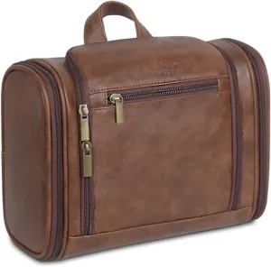 Personalized Leather Toiletry Bag for Women and Men Hanging Makeup Bag Travel Dopp Kit Bathroom Shaving Bags Gift for Fathers Men Boyfriend