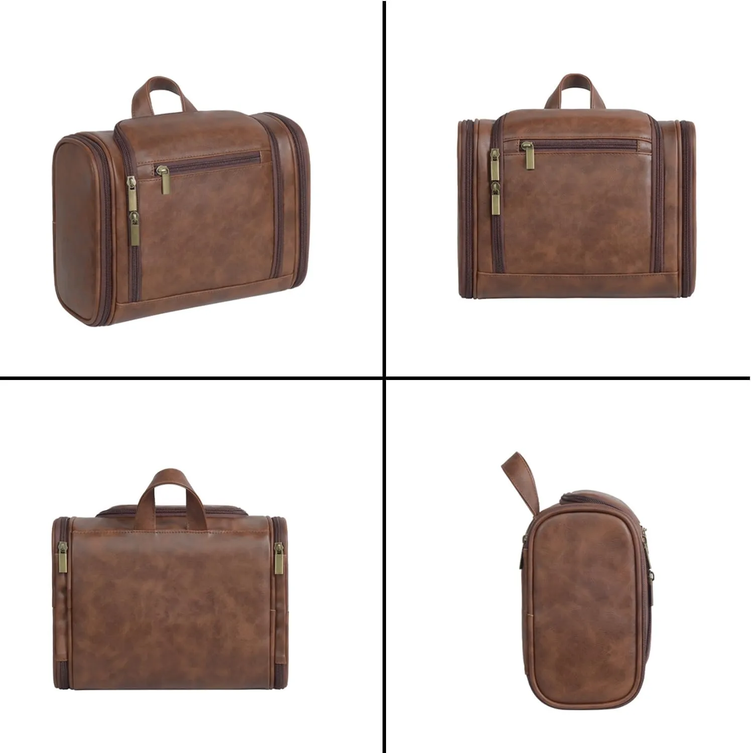 Personalized Leather Toiletry Bag for Women and Men Hanging Makeup Bag Travel Dopp Kit Bathroom Shaving Bags Gift for Fathers Men Boyfriend
