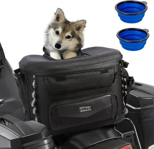 Pet Carrier Motorcycle Portable Weather Resistant Cat Carriers Dog Carrier with Foldable Pet Bowl, Pet Crate for Luggage Rack or Passenger Seat, Black