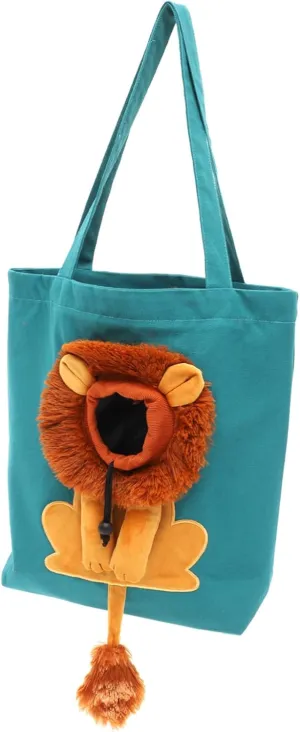 Pet Cat Carrier Bag Lightweight Sling for Dogs Cats for Travel Hiking and Outings Comfortable Canvas Material Adorable Lion Pattern Design