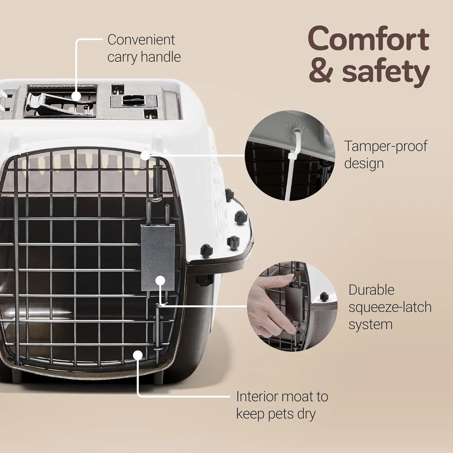 Petmate Dog Crates for Small Dogs & Cat Carriers, Two-Door Plastic Pet Kennel, Top & Front Loading, Made in USA, 19", White