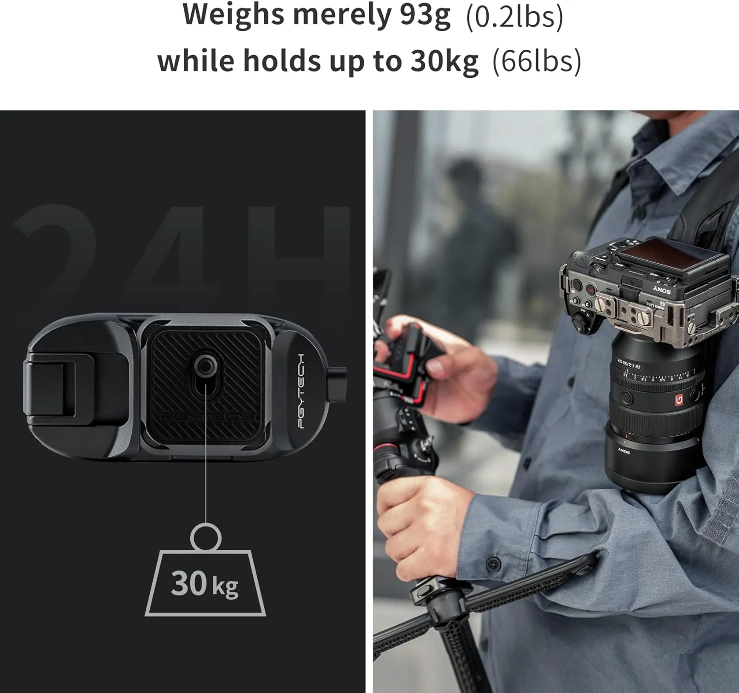 PGYTECH Beetle Camera Clip with Plate Quick Release System for Sony, Nikon, Fuji, DSLR Action Camera Backpack Cameras Strap Mount (for Camera)