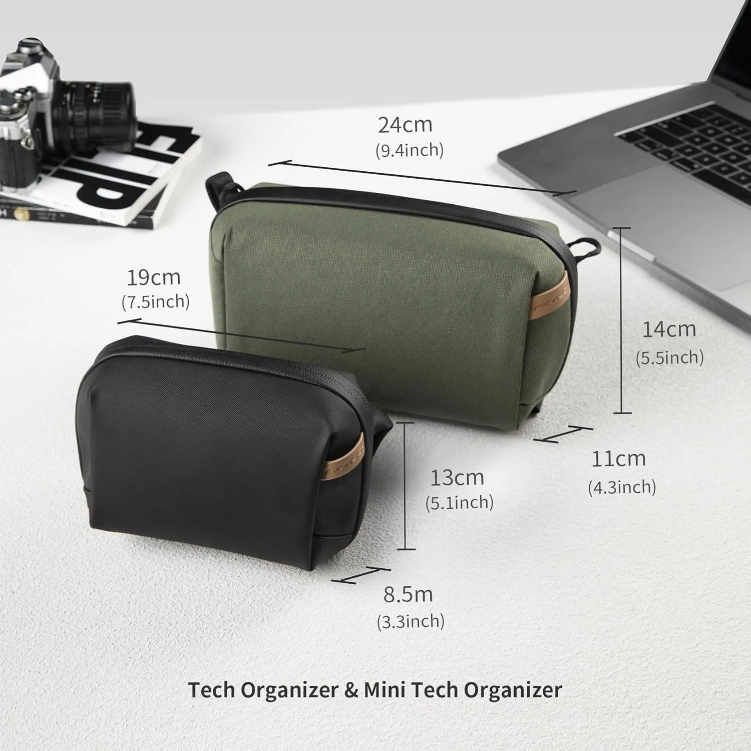PGYTECH Travel Tech Organizer, Waterproof Tech Pouch, Electronics Accessories Organizer Travel Carrying Case, Organizer Bag for Cables, Cord, Phone Batteries, Charger,Photography SD Card, Green