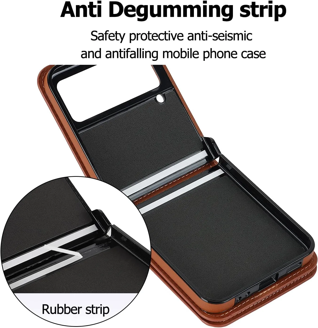 Phone Case for Samsung Galaxy Z Flip 3, Crossbody Wallet Phone Cover with Card Holders Cash Slot Kickstand Wristlet Strap, Fashion Leather Handbag Flip 3 Phone Case for Women Girls (Brown)