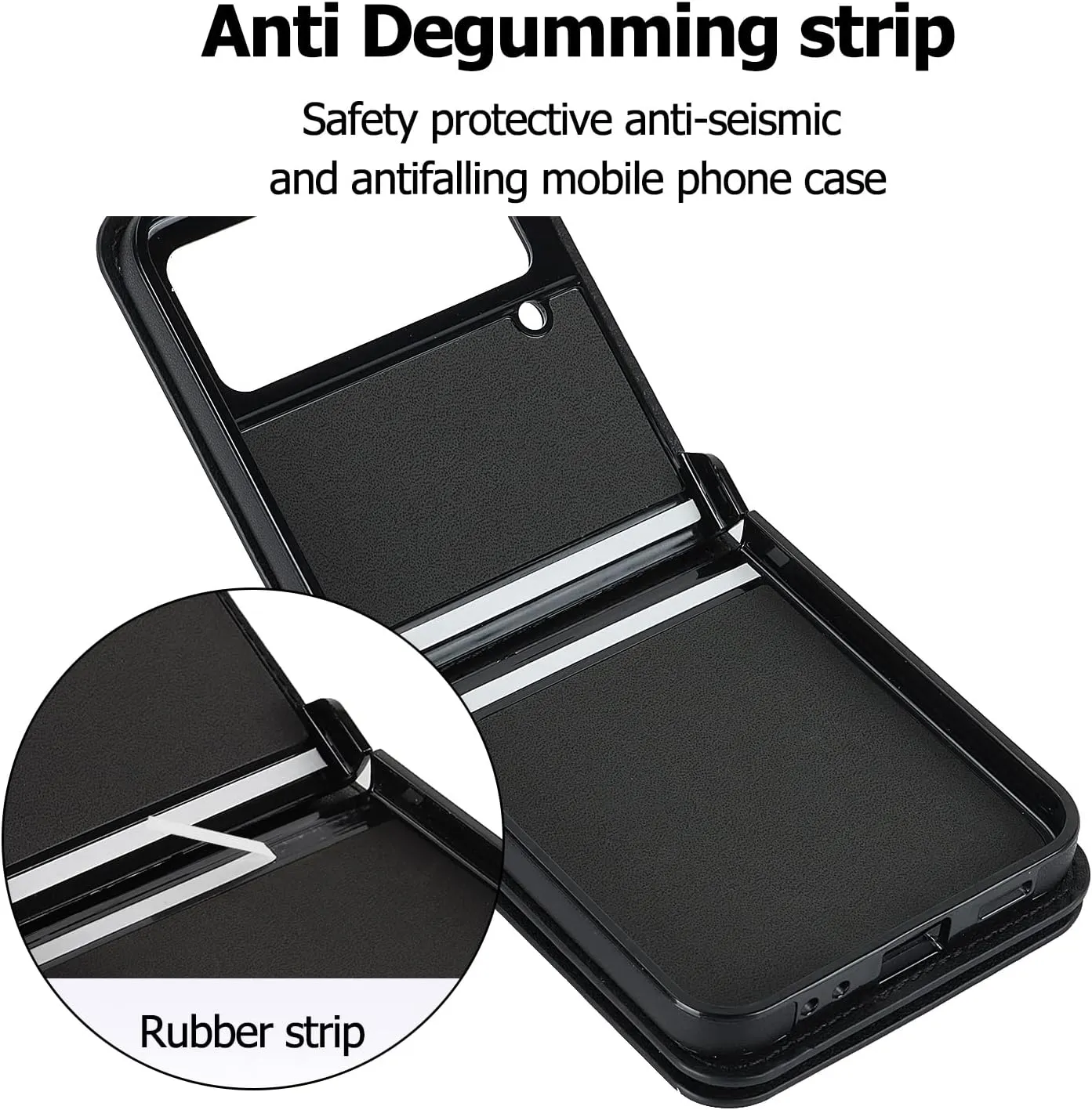 Phone Case for Samsung Galaxy Z Flip 4, Crossbody Wallet Phone Cover with Card Holders Cash Slot Kickstand Wristlet Strap, Fashion Leather Handbag Flip 4 Phone Case for Women Girls (Black)
