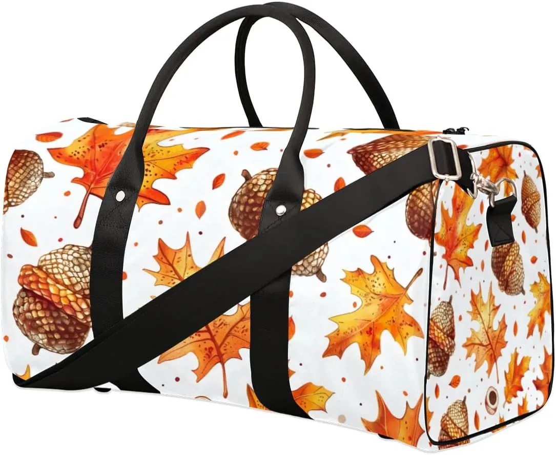 Pine Nut Plant Leaves Travel Duffel bag for Men Women Weekender Overnight Bag Gym Bag Carry On Luggage Bags for Yoga Workout Sports