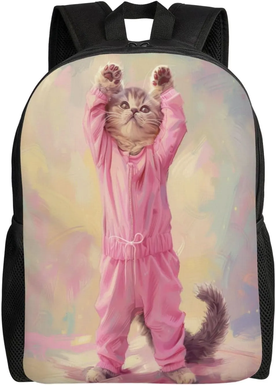 Pink Cat Backpack Waterproof Anti Theft Durable Light Laptop Bag Backpacks For Women Men Travel Gym Backpack