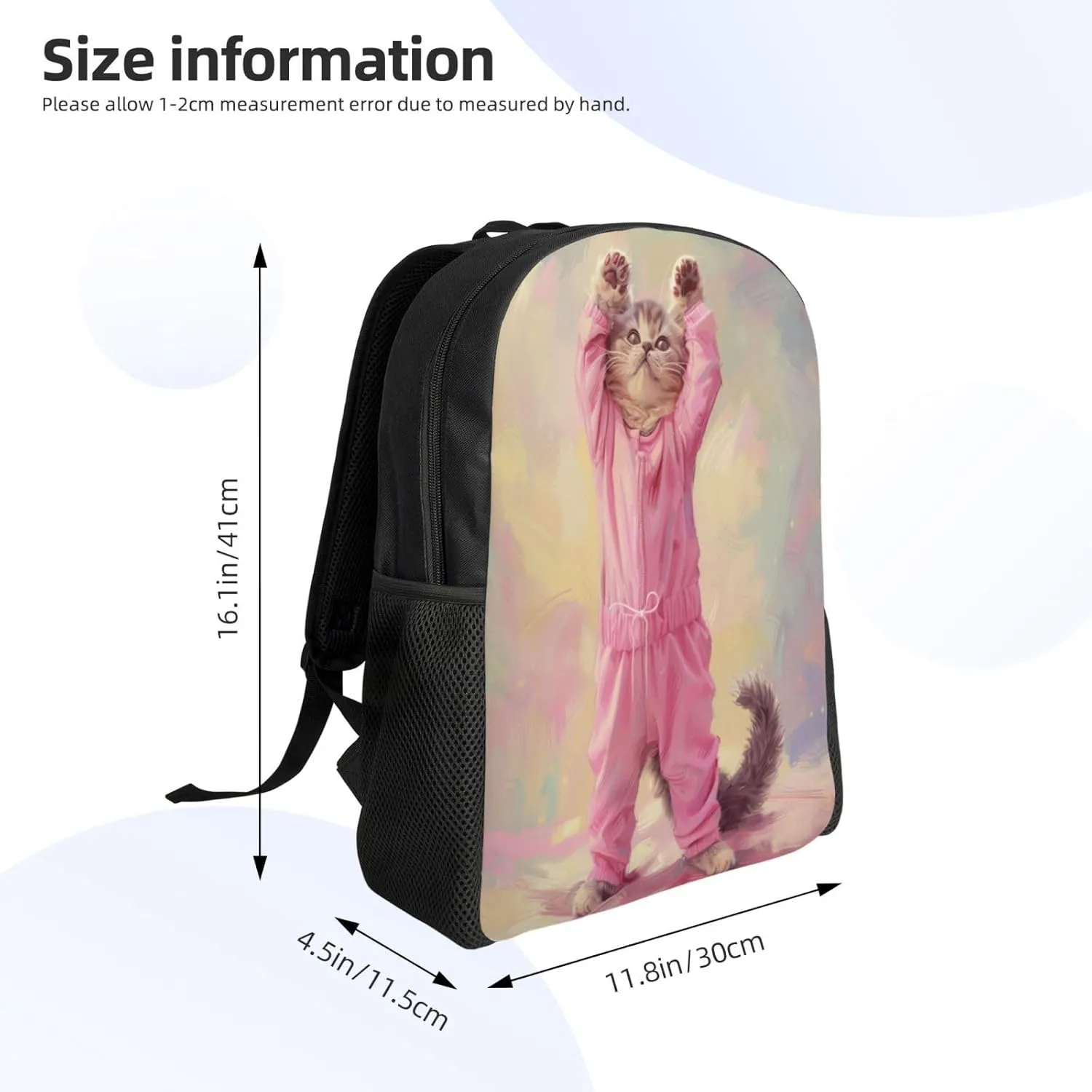 Pink Cat Backpack Waterproof Anti Theft Durable Light Laptop Bag Backpacks For Women Men Travel Gym Backpack