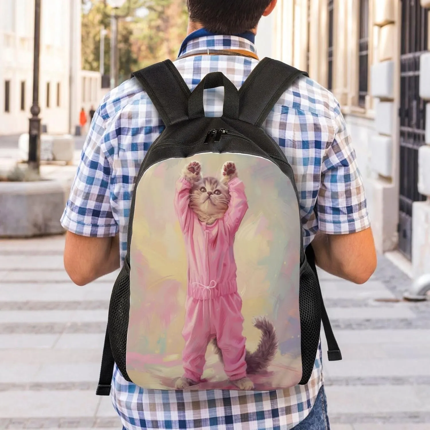 Pink Cat Backpack Waterproof Anti Theft Durable Light Laptop Bag Backpacks For Women Men Travel Gym Backpack