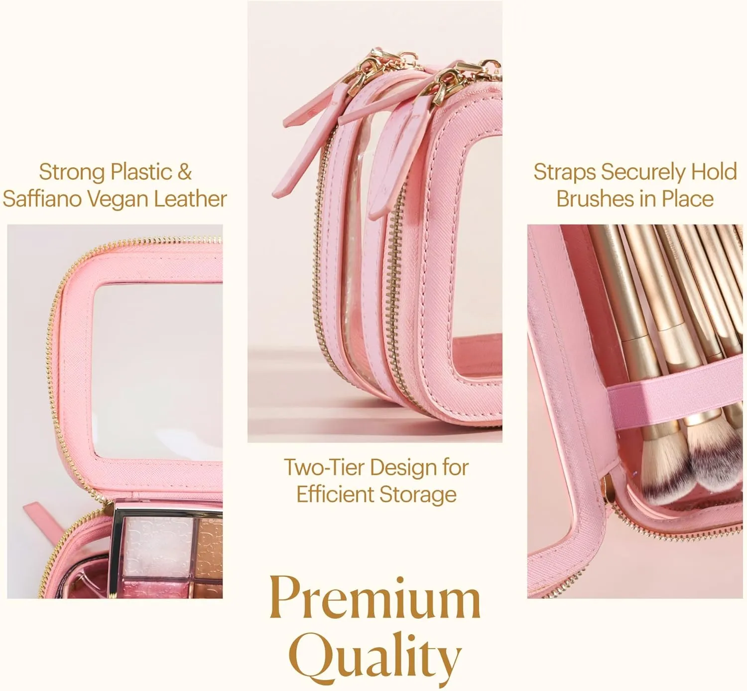 Pink Makeup Bag Organizer, Cosmetic Bag, Toiletry Bag for Women Makeup Pouch, Travel Makeup Bag Small Makeup Bag for Purse Pouch Bags