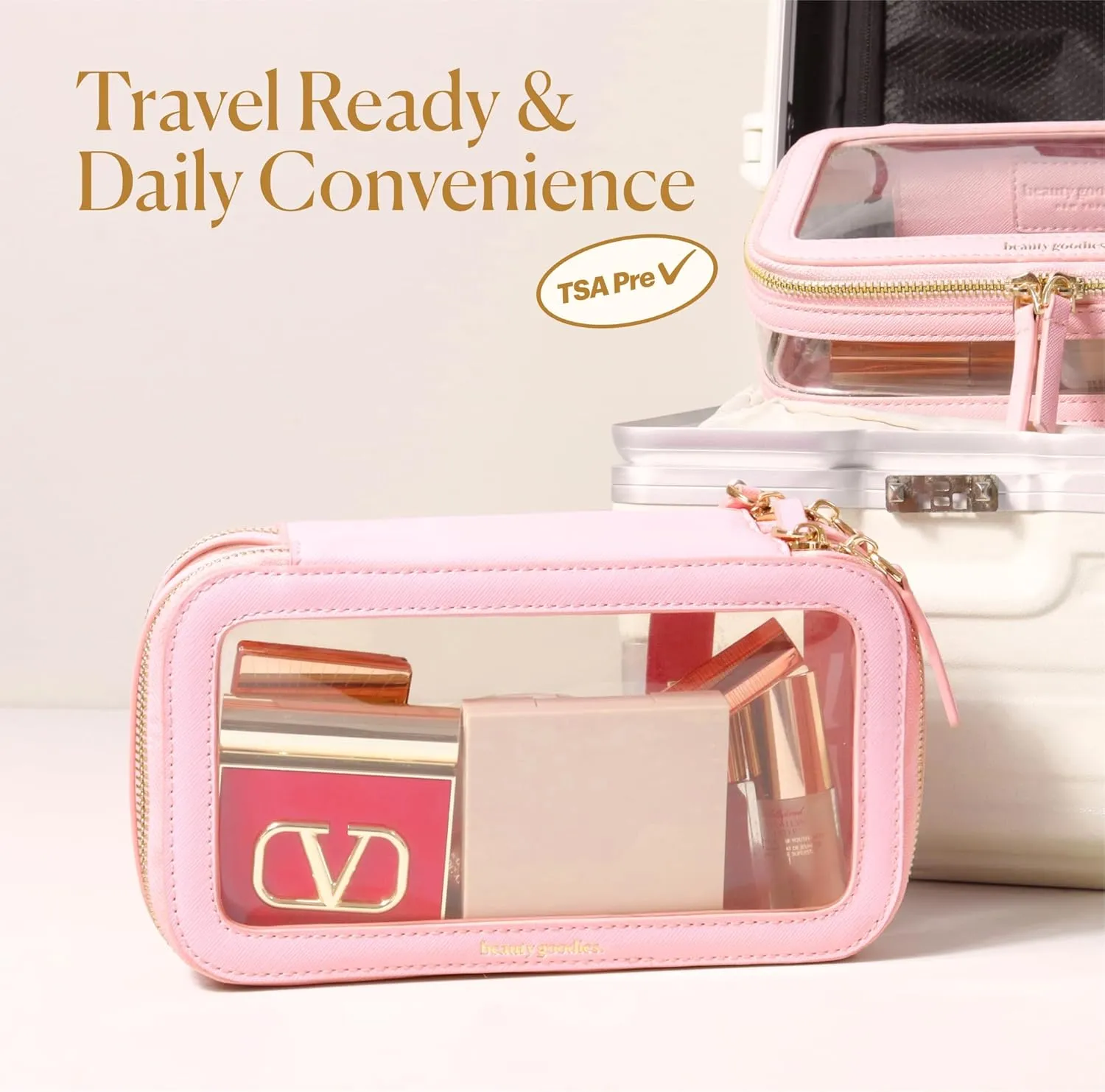 Pink Makeup Bag Organizer, Cosmetic Bag, Toiletry Bag for Women Makeup Pouch, Travel Makeup Bag Small Makeup Bag for Purse Pouch Bags
