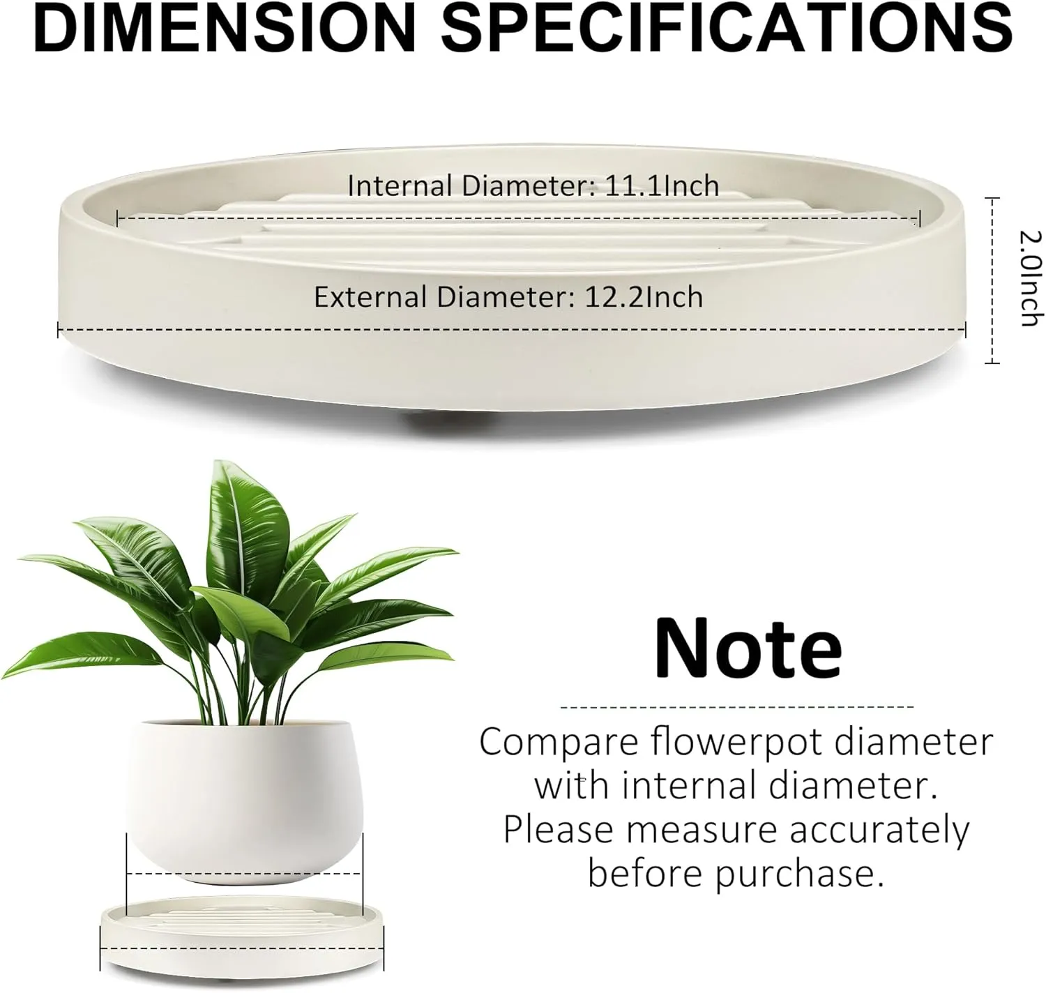 Plant Caddy with Hidden Wheels, 4 Invisible Caters, Rolling Plants Stand with Wheel Dolly, Wheeled Planter Roller Base, Indoor Pots Holder Tray Plants Pallet, 12Inch, Beige, 2Pack