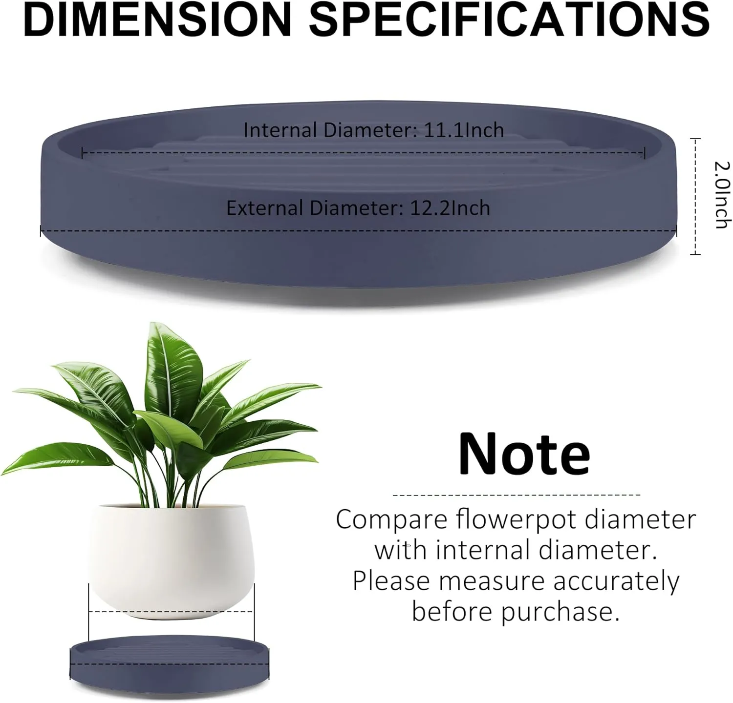 Plant Caddy with Hidden Wheels, 4 Invisible Caters, Rolling Plants Stand with Wheel Dolly, Wheeled Planter Roller Base, Indoor Pots Holder Tray Plants Pallet, 12Inch, Grey, 2Pack