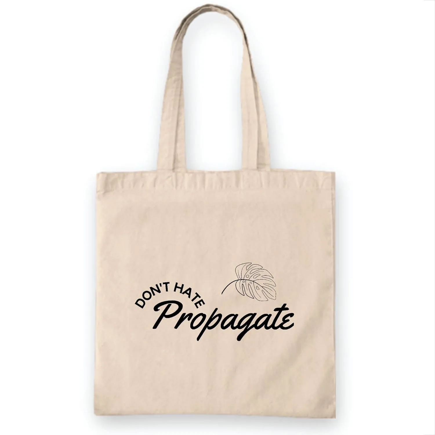 Plant Lover Gift Ideas for Mama Bag Do Not Hate Propagate Natural White Multicolor Canvas Tote Bag