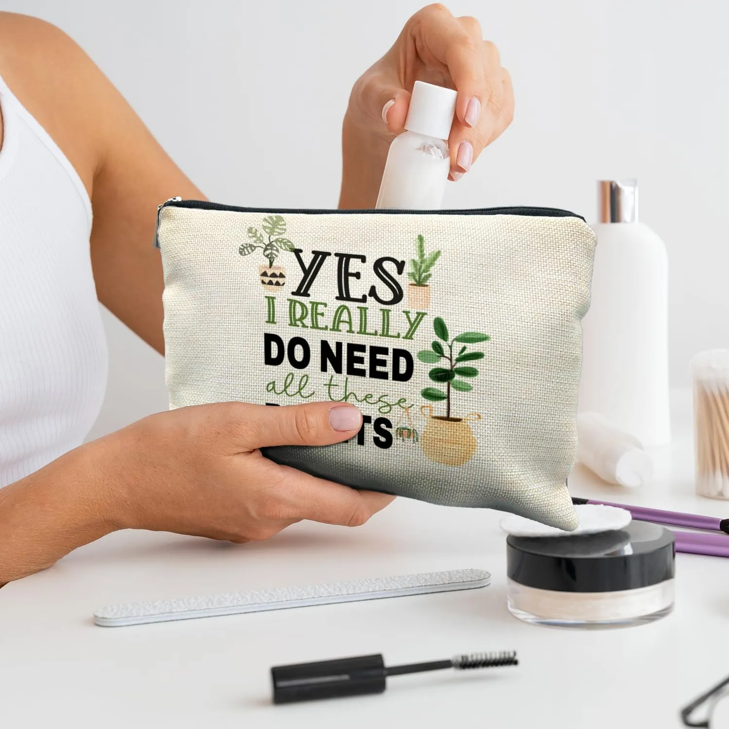 Plant Lover Makeup Bag - Plant Lady & Mom Gifts, Gardening & Funny Gardener Gifts - Cosmetic & Toiletry Bag