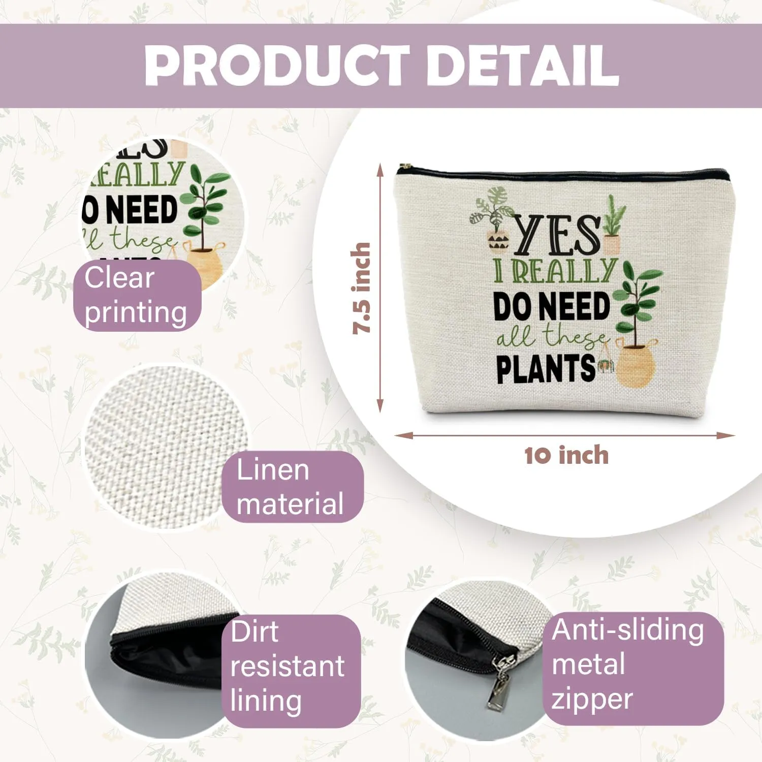 Plant Lover Makeup Bag - Plant Lady & Mom Gifts, Gardening & Funny Gardener Gifts - Cosmetic & Toiletry Bag