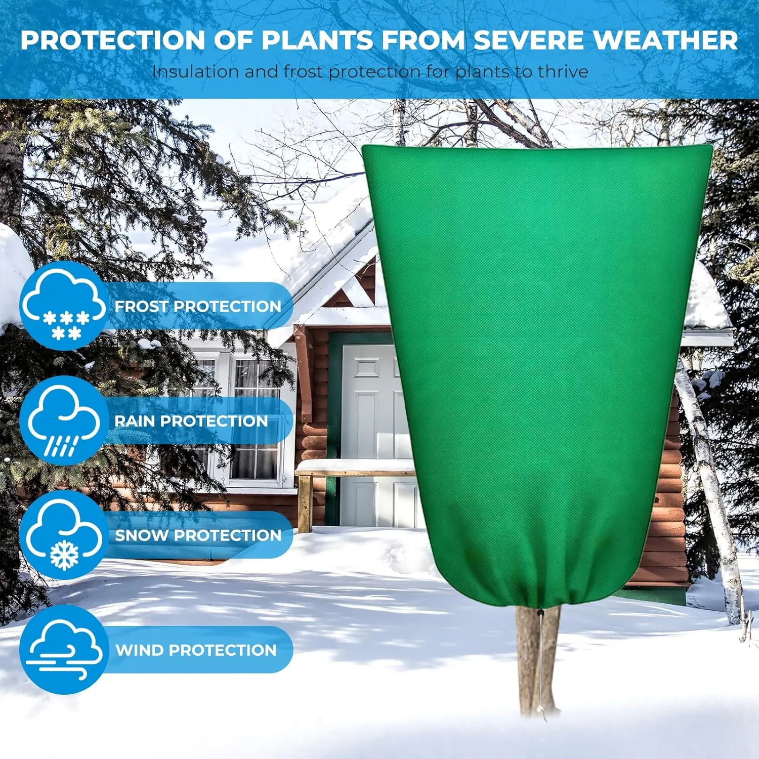 Plant Protection Frost Covers, 3 Pack Reusable Freeze Protection Bags with Drawstring and Zipper, Winter Heavy-Duty Outdoor Protector Blankets for Trees Shrubs(47.2'' x 70.8',White)