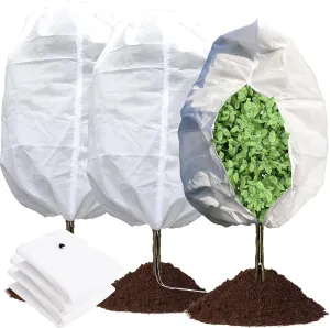 Plant Protection Frost Covers, 3 Pack Reusable Freeze Protection Bags with Drawstring and Zipper, Winter Heavy-Duty Outdoor Protector Blankets for Trees Shrubs(47.2'' x 70.8',White)