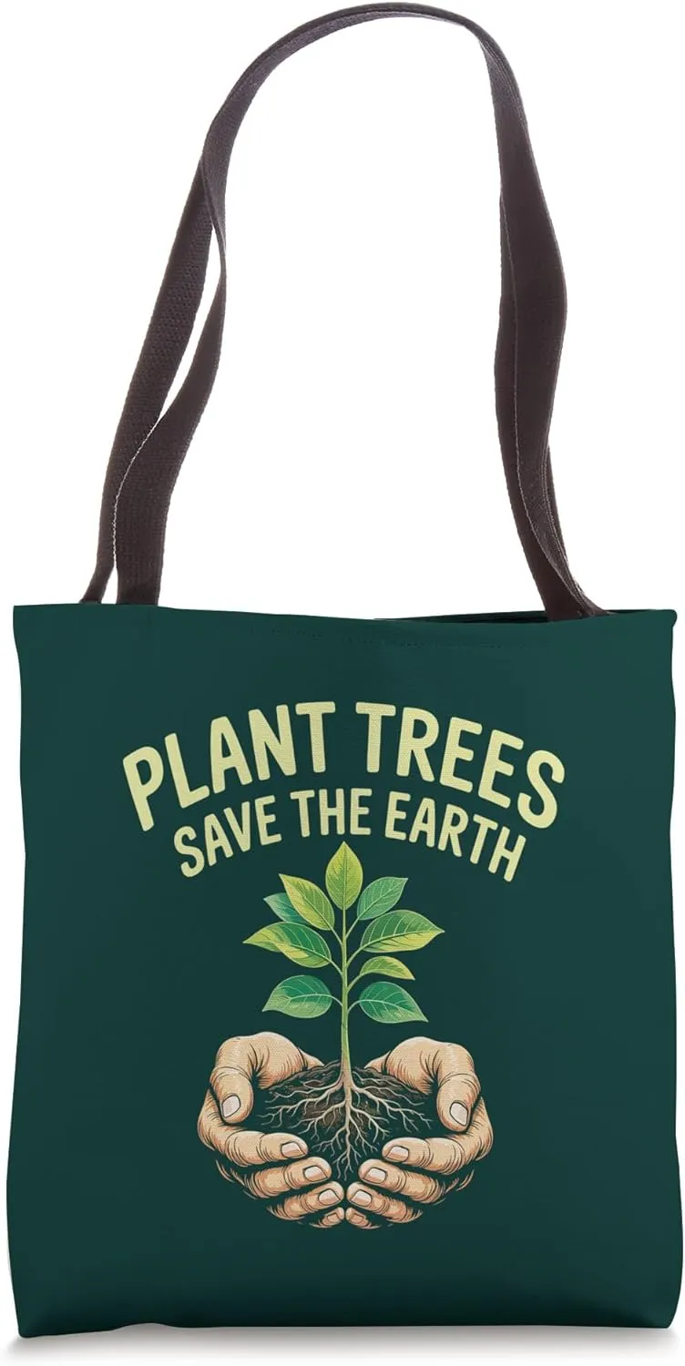 Plant Trees Seedling Roots Vintage Graphic Earth Day Tote Bag