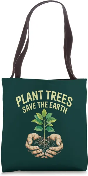 Plant Trees Seedling Roots Vintage Graphic Earth Day Tote Bag