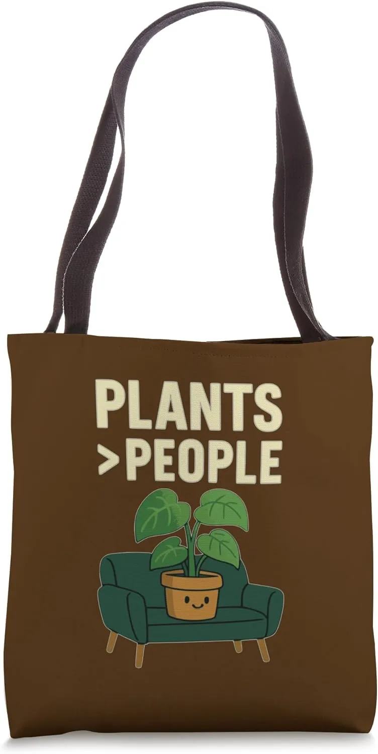 Plants > People | Funny Introvert Gardener Tote Bag