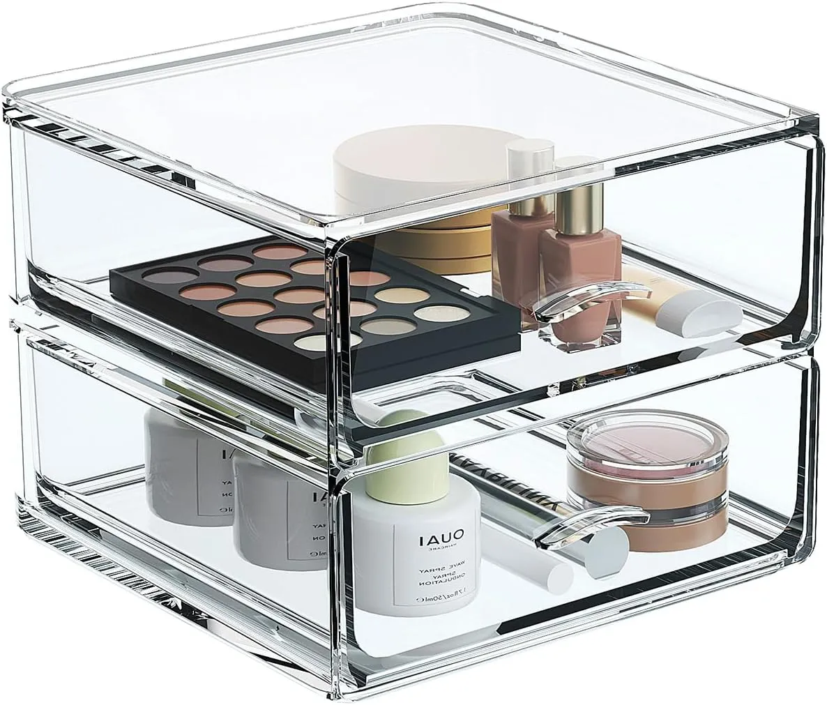 Plastic Drawer Storage, Makeup Organizer Countertop, Skincare, Jewelry, Desk, Pantry, Bathroom Drawer Organizer, 2 Drawers