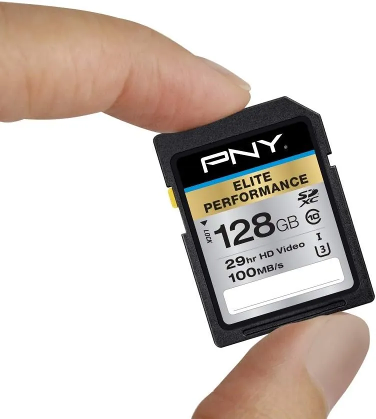 PNY 128GB Elite Performance Class 10 U3 SDXC Flash Memory Card - 95MB/s, Class 10, U3, 4K UHD, Full HD, UHS-I, Full Size SD