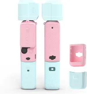Pocket 3 Silicone Cover, Protective Case Lens Protector Scratch-Resistant Sleeve Skin Compatible with DJI OSMO Pocket 3 Creator Combo Accessories(Blue   Pink)