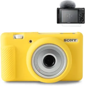 Pocoukate Case for Sony ZV-1F, ZV-1 II/ZV-1M2 Vlog Camera, ZV1F Camera Silicone Cover, Anti-Scratch Slim Fit Soft with ZV1 F Screen Protector- Yellow Skin