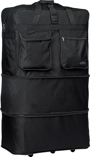 Pod 30" / 36" / 40" Expandable Rolling Wheeled Duffle bag Spinner Luggage suitcase (Black, 36-inch)