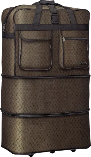 Pod 30" / 36" / 40" Expandable Rolling Wheeled Duffle bag Spinner Luggage suitcase (Brown, 40-inch)