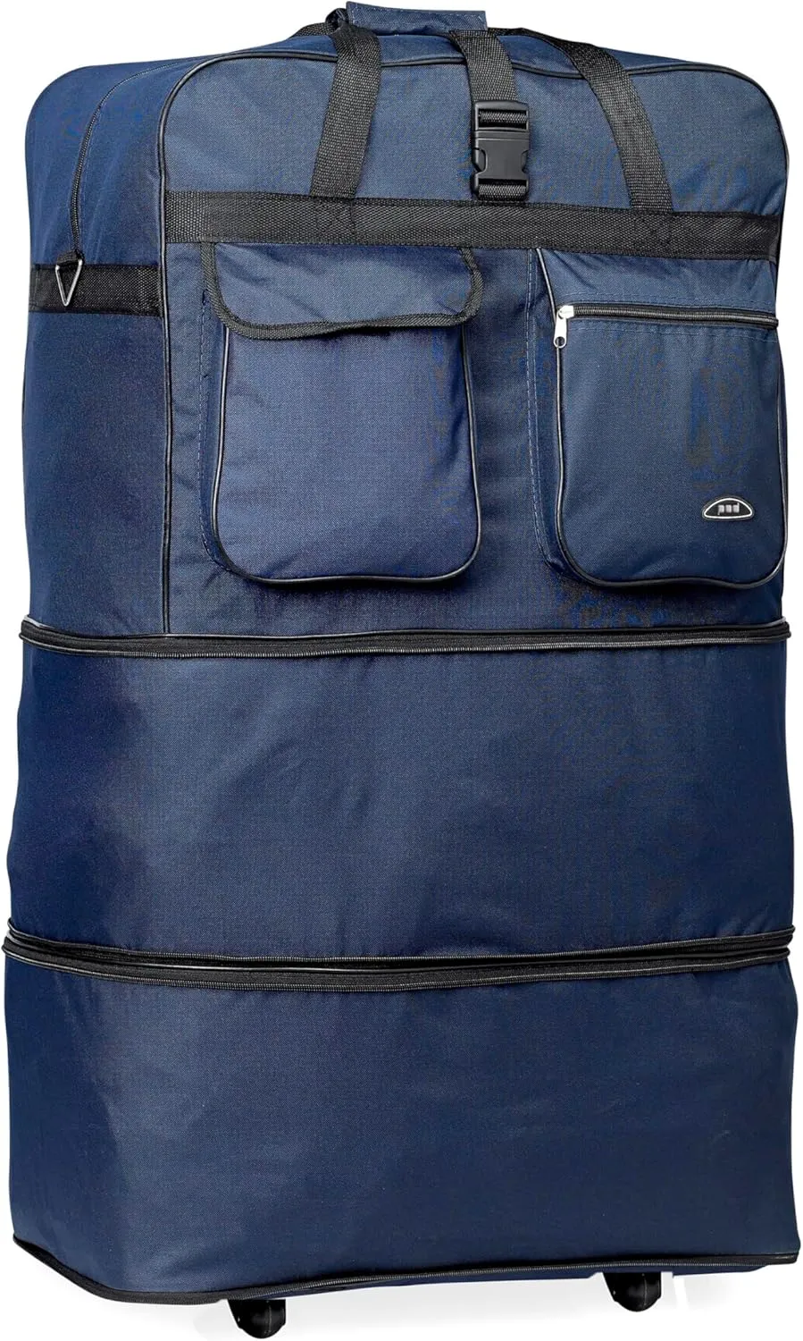 Pod 30" / 36" / 40" Expandable Rolling Wheeled Duffle bag Spinner Luggage suitcase (Navy Blue, 30-inch)