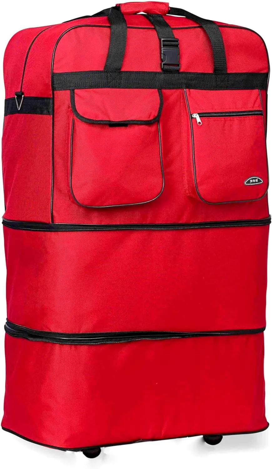 Pod 30" / 36" / 40" Expandable Rolling Wheeled Duffle bag Spinner Luggage suitcase (Red, 36-inch)