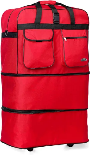 Pod 30" / 36" / 40" Expandable Rolling Wheeled Duffle bag Spinner Luggage suitcase (Red, 36-inch)