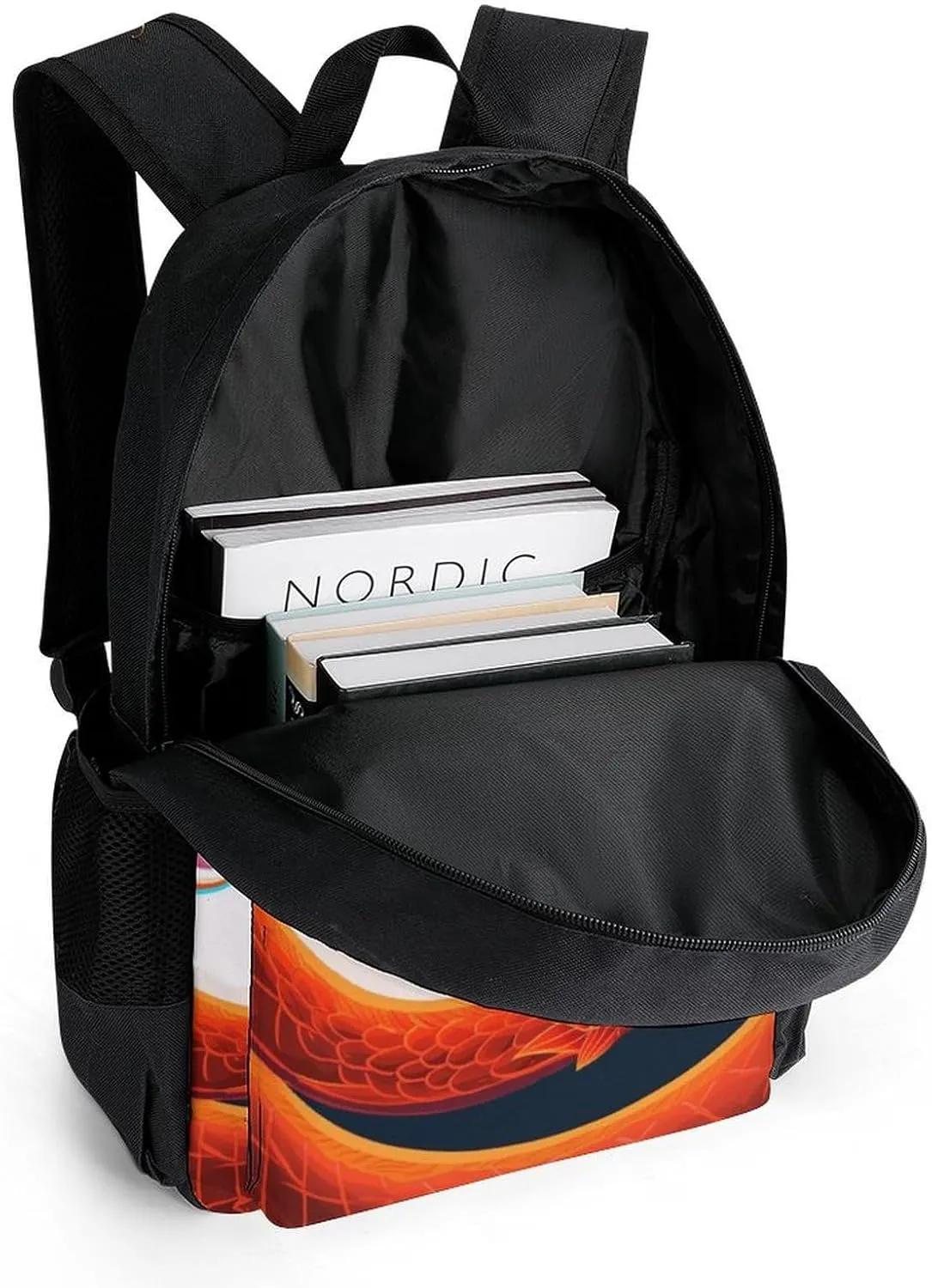 Polyester Daypack Backpack for Trekking Picnic Walking Cycling - Large Capacity Anti-Theft Multipurpose Shoulder Bag, Yin Yang Dragon Art Casual Daypack