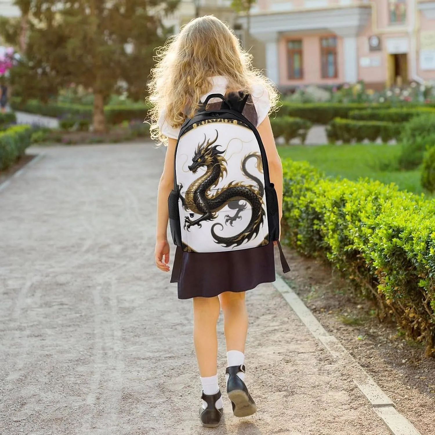 Polyester Daypack Bookbag for Gym Business Bicycle - Large Capacity Multipurpose Anti-Theft Carry On Bag, Chinese Dragons Art Travel Hiking Daypack