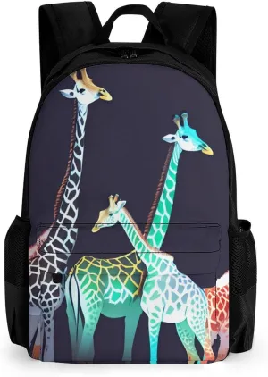 Polyester Daypack for Hiking Work Running - Big Capacity Anti-Theft Multipurpose Shoulder Bag, Colorful Giraffe Art Travel and Sport Backpack Rucksack