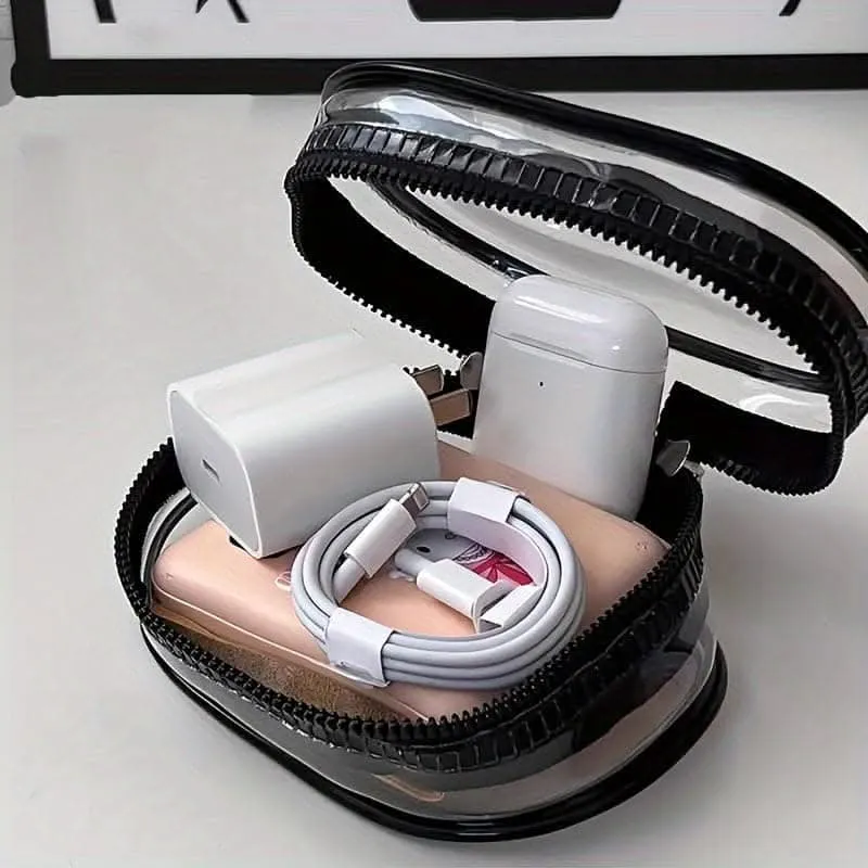 Portable PVC Cable Organizer-Transparent Multifunctional Electronics Pouch