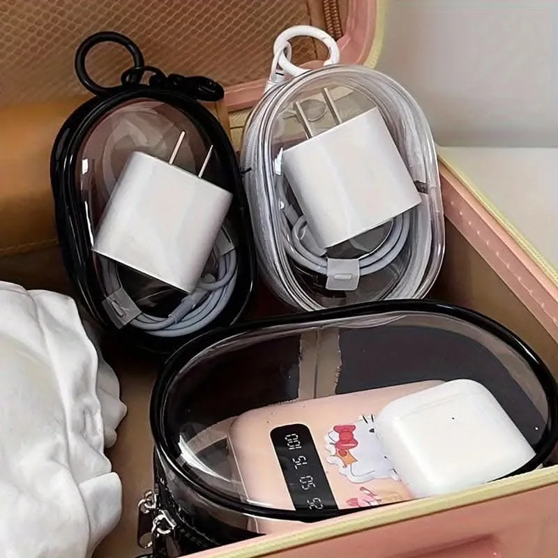Portable PVC Cable Organizer-Transparent Multifunctional Electronics Pouch