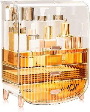 Portable Transparent PET Series Multifunctional Cosmetic Case Dustproof Cosmetic Organiser Cosmetic Skincare Jewellery Organiser Lipstick Case (Color : Orange Three Layers)