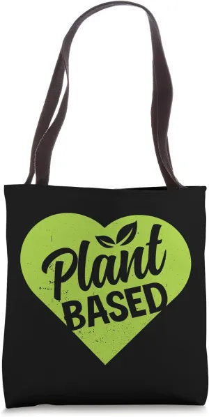 Powered By Plant Based Diet Vegan Life Funny Vegetarian Tote Bag