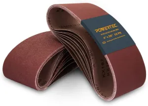 POWERTEC 18PK 4x36 Sanding Belts, 3 Each of 60/80/120/150/240/400 Grits Aluminum Oxide, 4 x 36 Inch Sanding Belts for Benchtop Belt and Disc Sander, Belt Sandpaper for Woodworking (110118)