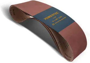 POWERTEC 6 x 48 Inch Sanding Belts, 60 Grit Aluminum Oxide Belt Sander Sanding Belt for Bench Belt Sander, Wood & Paint Sanding, Metal Polishing, 3PK (110173)