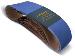 POWERTEC 6 x 48 Inch Zirconia Sanding Belts, 3 Each of 36/100/120 Grits, 9PK, Belt Sander Sanding Belt Assortment for Bench Sander, Belt and Disc sander, Woodworking, Metal Grinding (464801Z)
