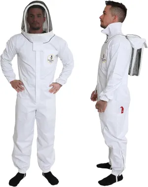 Premium Cotton Bee Suit with Fencing Veil | Suitable for Beginner and Commercial Beekeepers | Includes Metal Brass Zippers | Thumb Straps | Hive Tool Pockets–XL