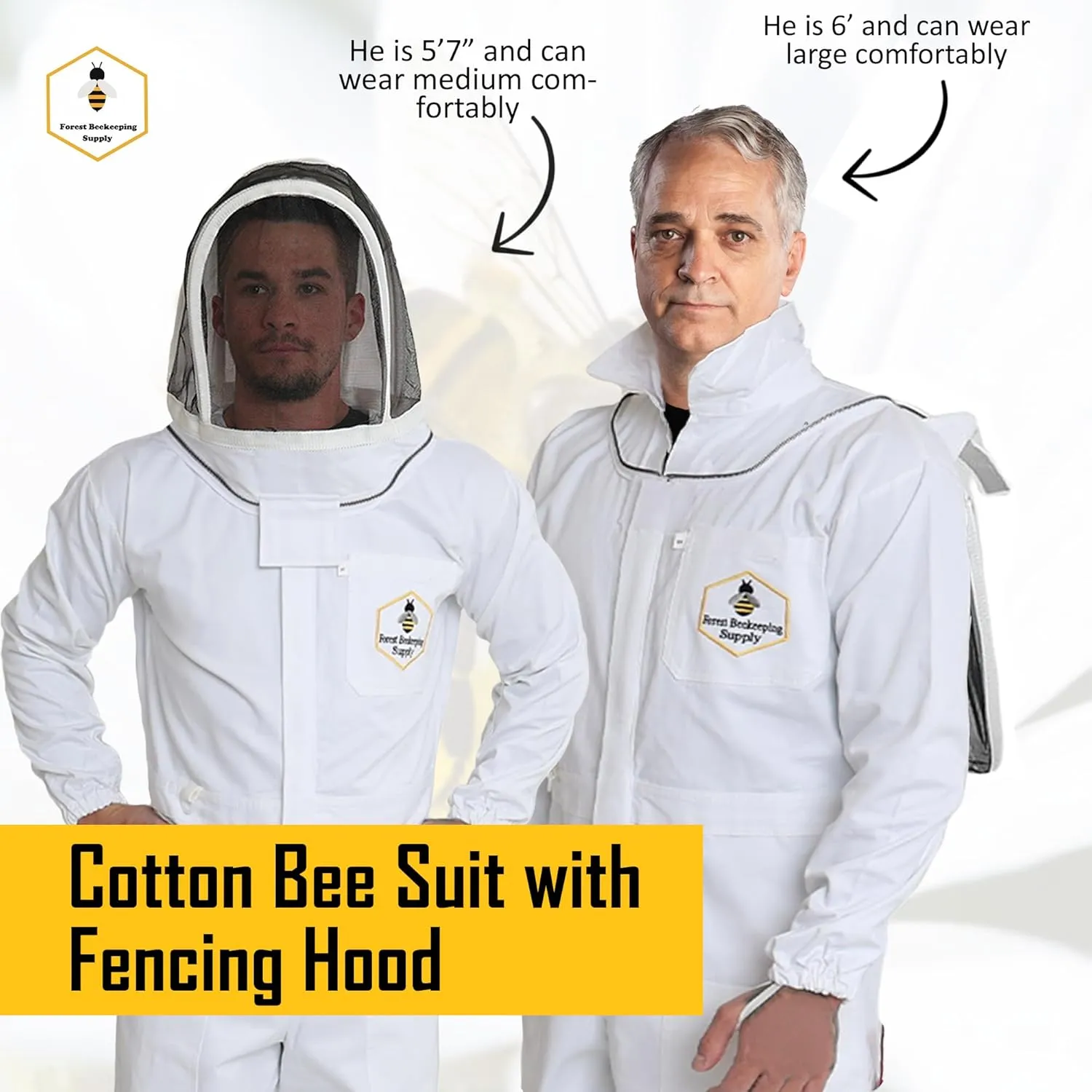 Premium Cotton Bee Suit with Fencing Veil | Suitable for Beginner and Commercial Beekeepers | Includes Metal Brass Zippers | Thumb Straps | Hive Tool Pockets–XL